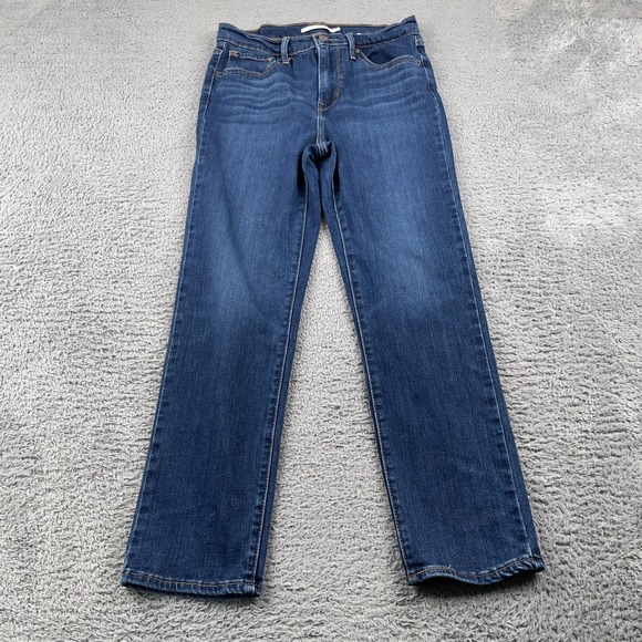 Levis 724 Jeans Womens 28 Blue High Rise Straight Crop Stretch Denim Pants - Picture 2 of 11